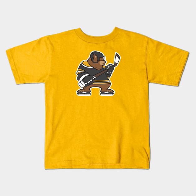 Boston Bruins Bear Hockey Design Kids T-Shirt by stayfrostybro